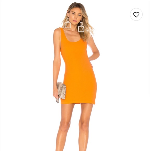 Superdown Orange Ribbed stretchy mini dress sz Medium - Picture 1 of 4